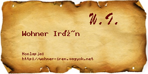 Wohner Irén névjegykártya